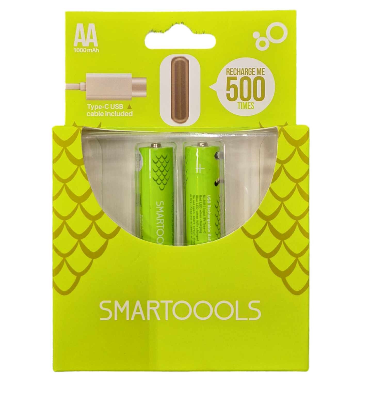 Smart Tools AA 1.2V 1000mAh Rechargeable Type C Batteries - 2 pack - Little Tokyo SA