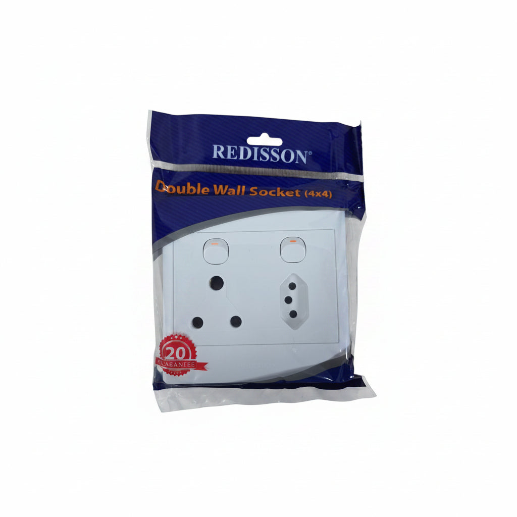 Redisson D02-C 4x4 16Amp Single 3Pin Socket + Single Euro 3Pin Socket Wall Socket