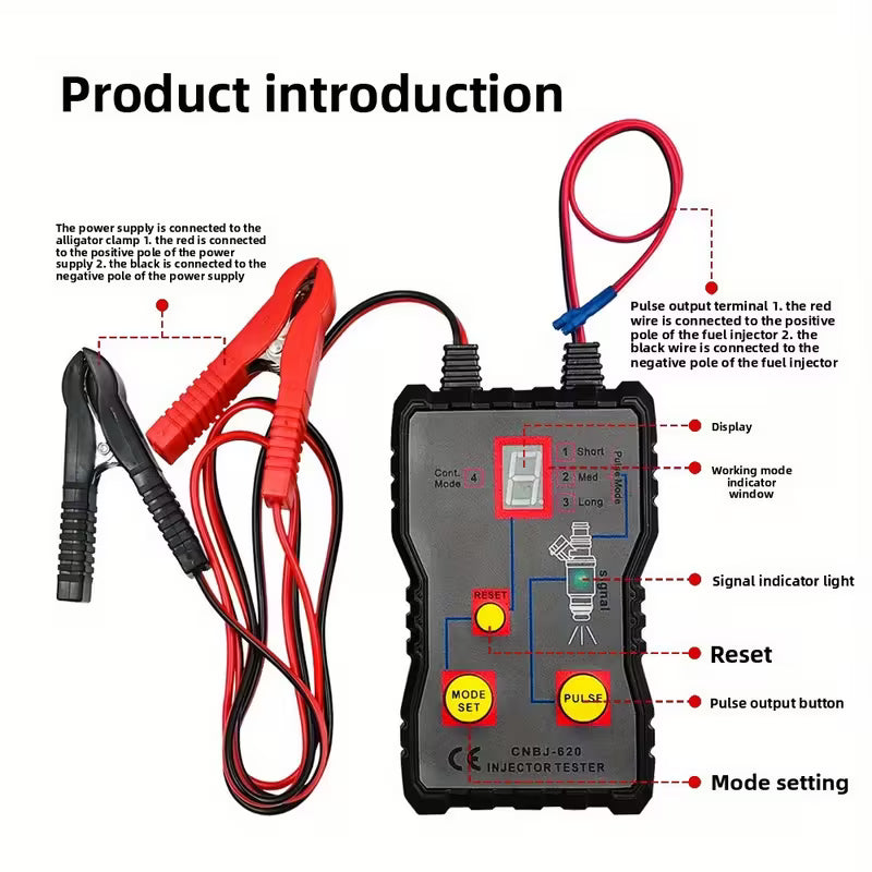Temu automotive fuel injector tester tool for testing and cleaning fuel injectors, shown in a detailed close-up image.