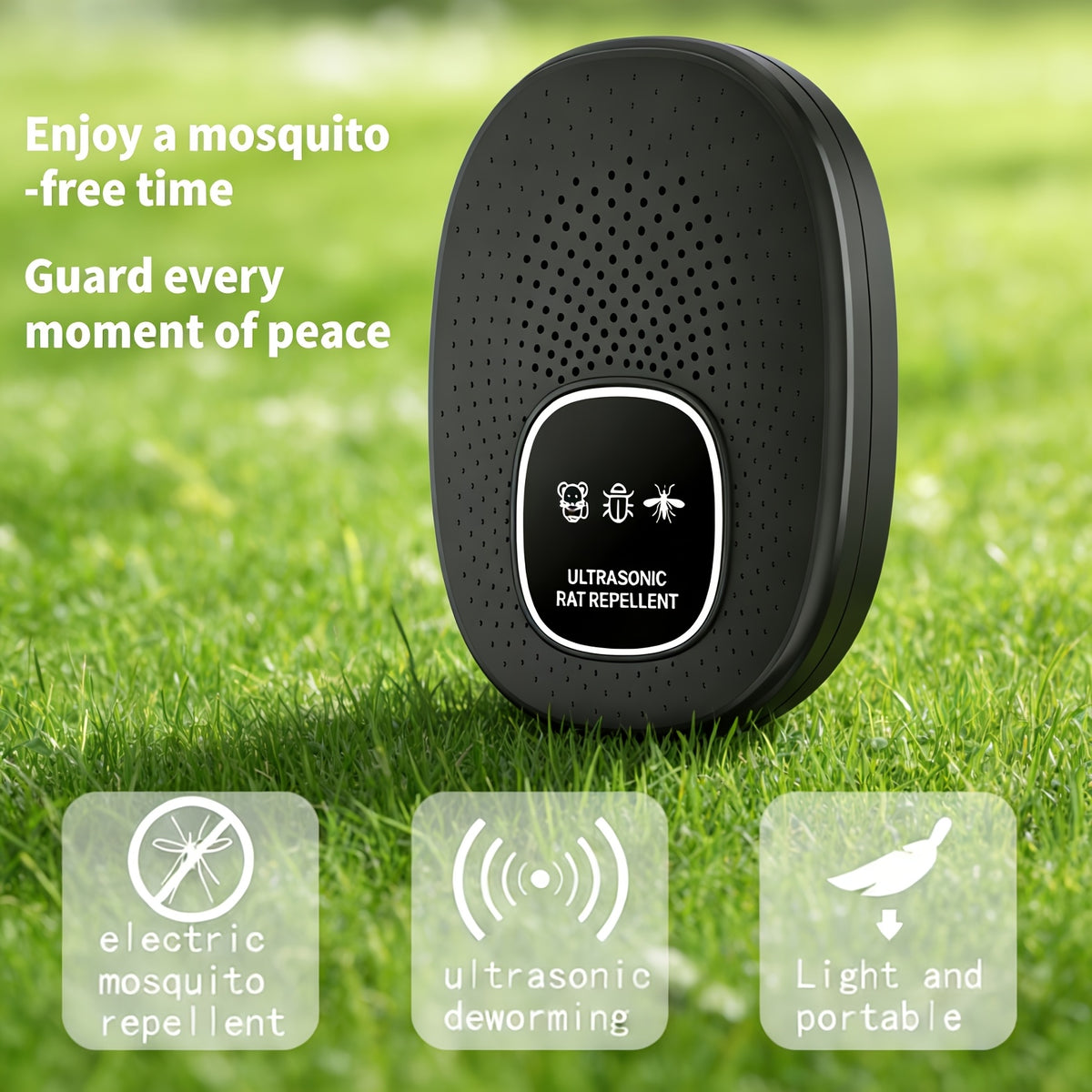 Q62 Ultrasonic Pest Repeller by Temu, small device with ultrasonic technology for pest control, shown in the image.