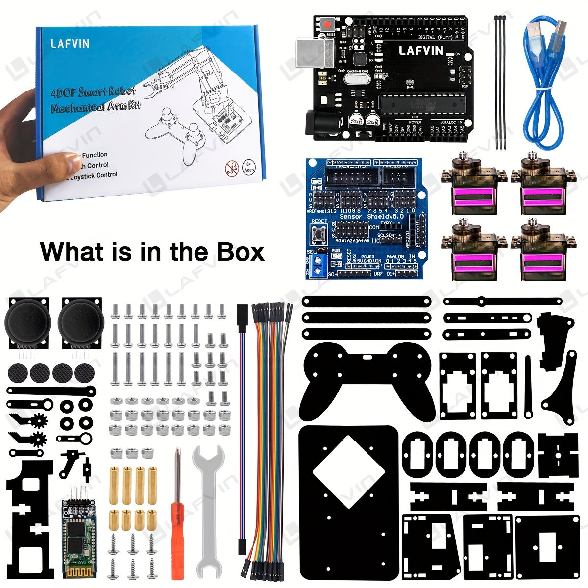 Mechanical Robot Claw Kit by Temu featuring a USB-powered robotic claw with articulated gripping fingers.