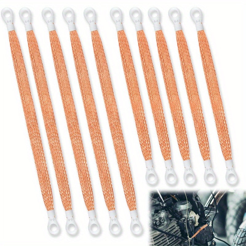 50pcs Temu grounding wire set with braided engine grounding straps for automotive electrical grounding and circuit safety.