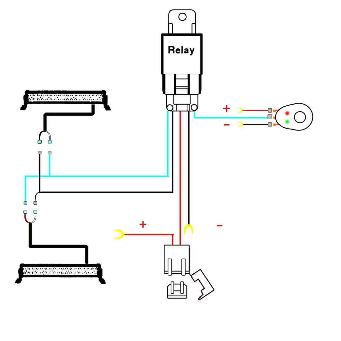 Off-Road Driving 180W Light Bar Wiring Harness with Fuse 40 Amp Relay ON/OFF Switch