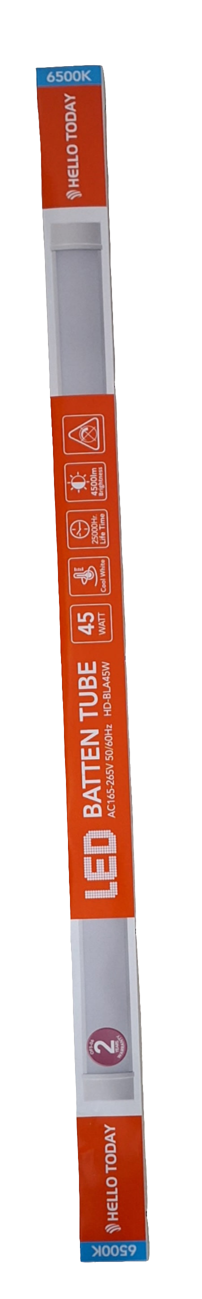 ET Hello Today 1.5m 45W LED Batten Tube Light in clear with cool white 6500K, suitable for indoor lighting applications.