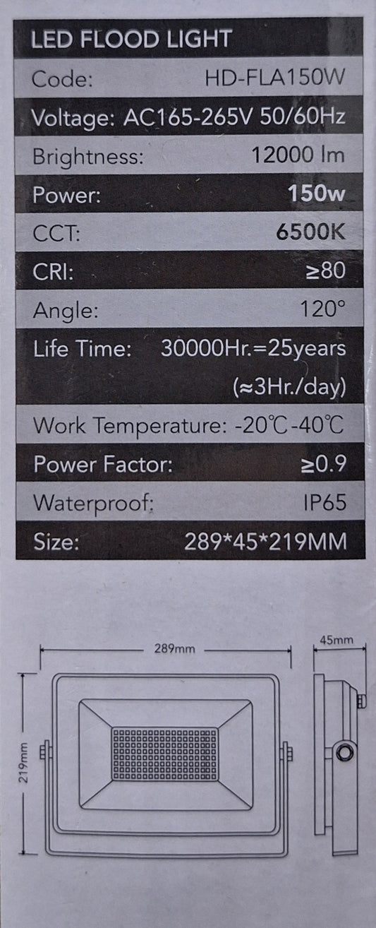 Hello Today Cool White 150 Watt Indoor/outdoor Flood Light - Little Tokyo SA