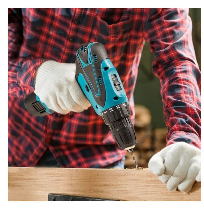 Little Tokyo SA cordless 12V lithium battery electric drill set with drill and battery in a tool kit.