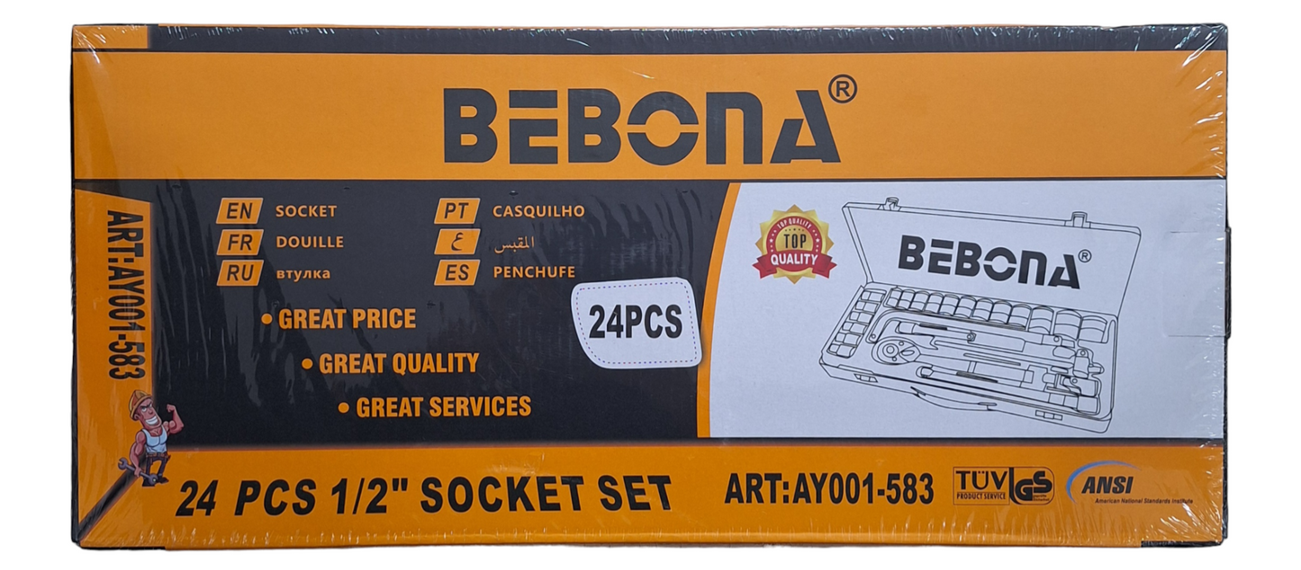 BEBONA 24pcs 1/2" Socket Set - Little Tokyo SA