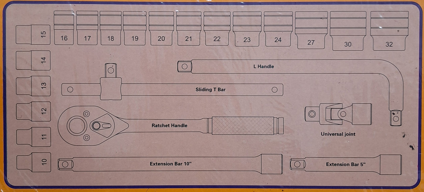 BEBONA 24pcs 1/2" Socket Set - Little Tokyo SA