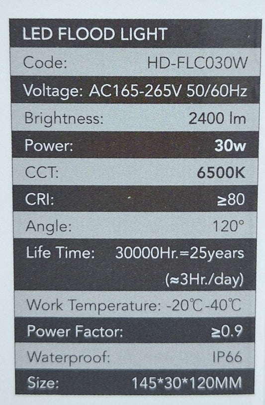 Hello Today Cool White 30 Watt Sensor Flood Light - Little Tokyo SA