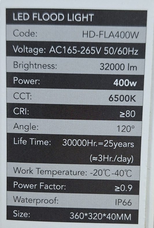 Hello Today Cool White 400 Watt Indoor/outdoor Flood Light - Little Tokyo SA