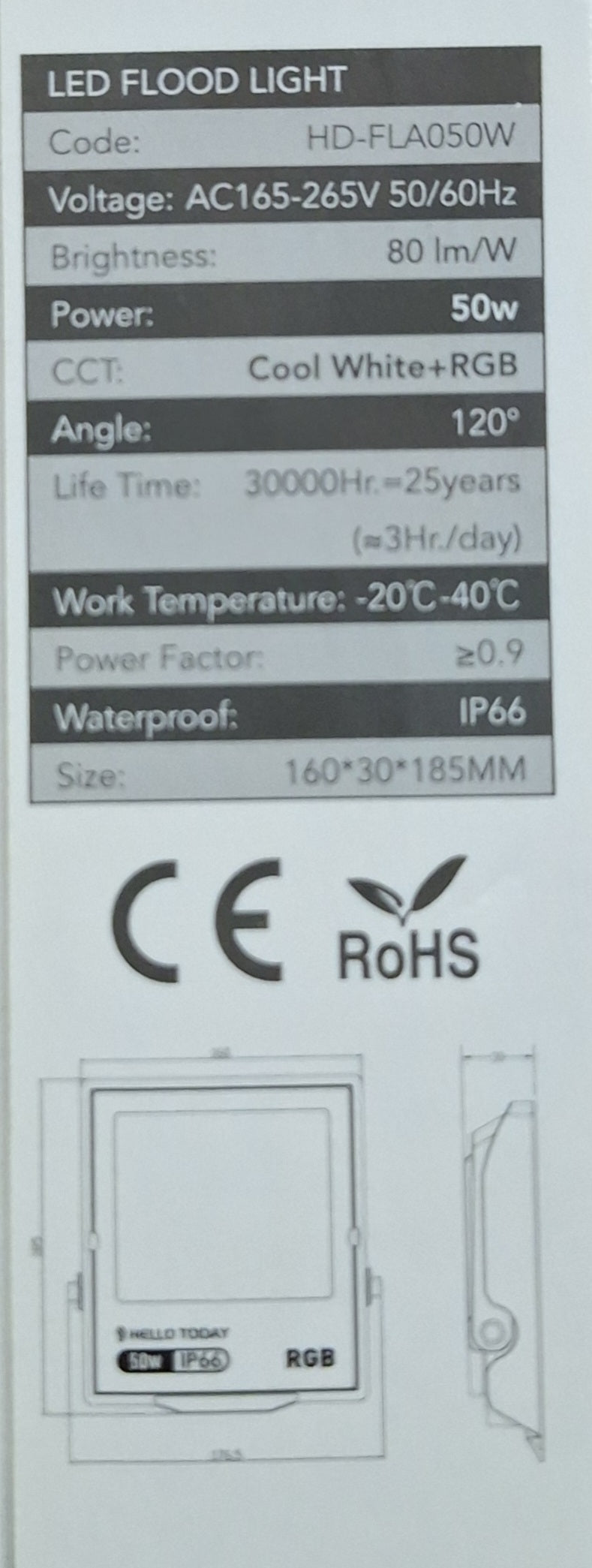 Hello Today Cool White + RGB 50 Watt LED Flood Light - Indoor/Outdoor - Little Tokyo SA