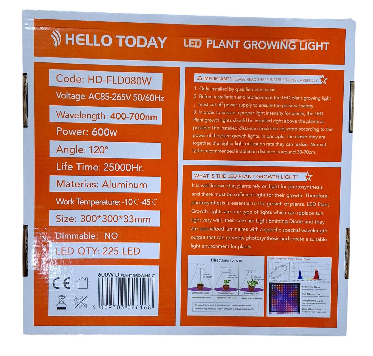 Hello Today 600w LED Grow Light For Plants - Little Tokyo SA