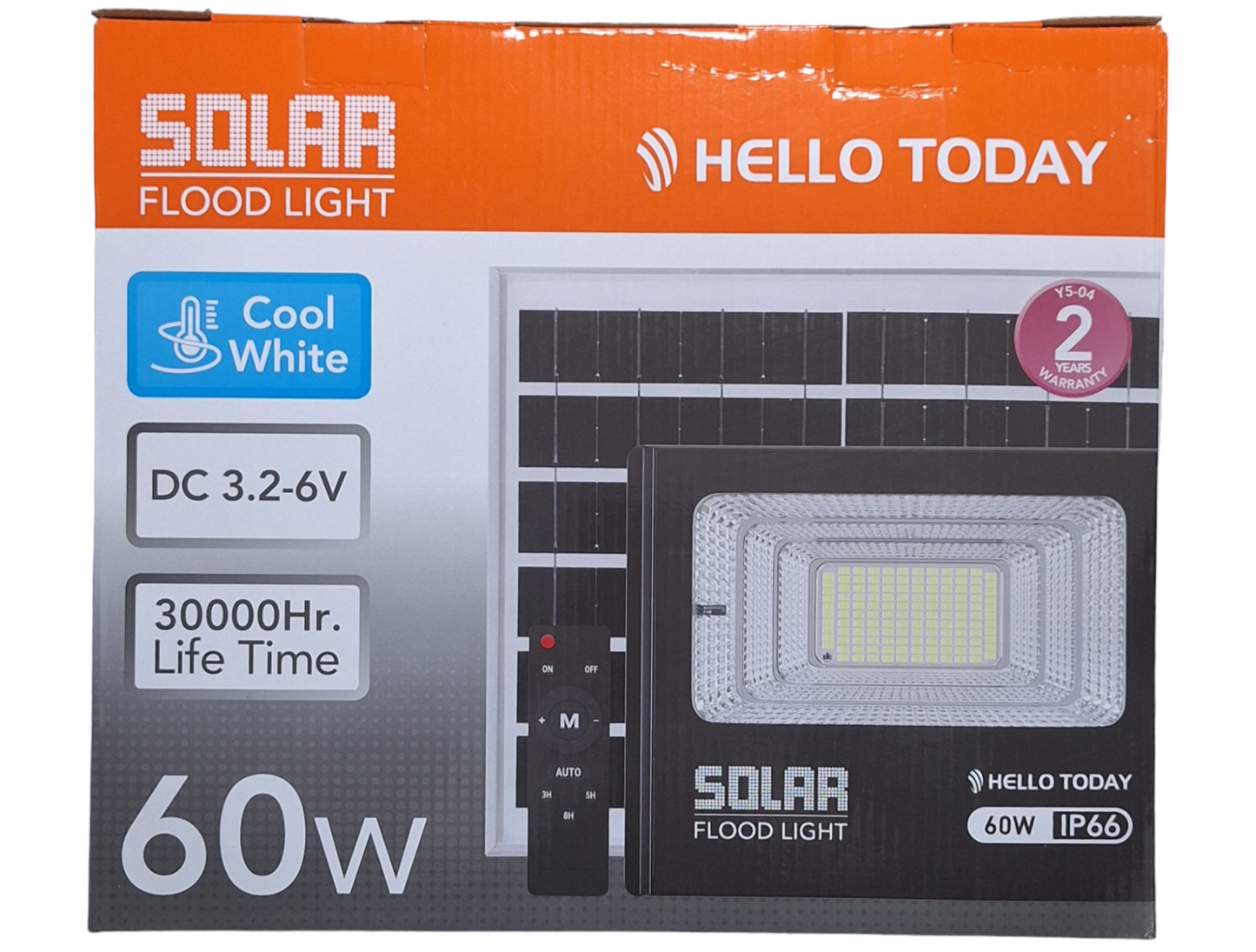 Hello Today Remote Controlled 60w Solar Outdoor Flood Light With Panel - Little Tokyo SA