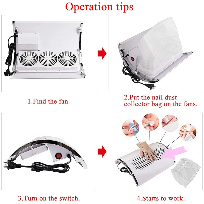 Aorlis Nail Dust Collector With Triple Fans - 40W - Little Tokyo SA