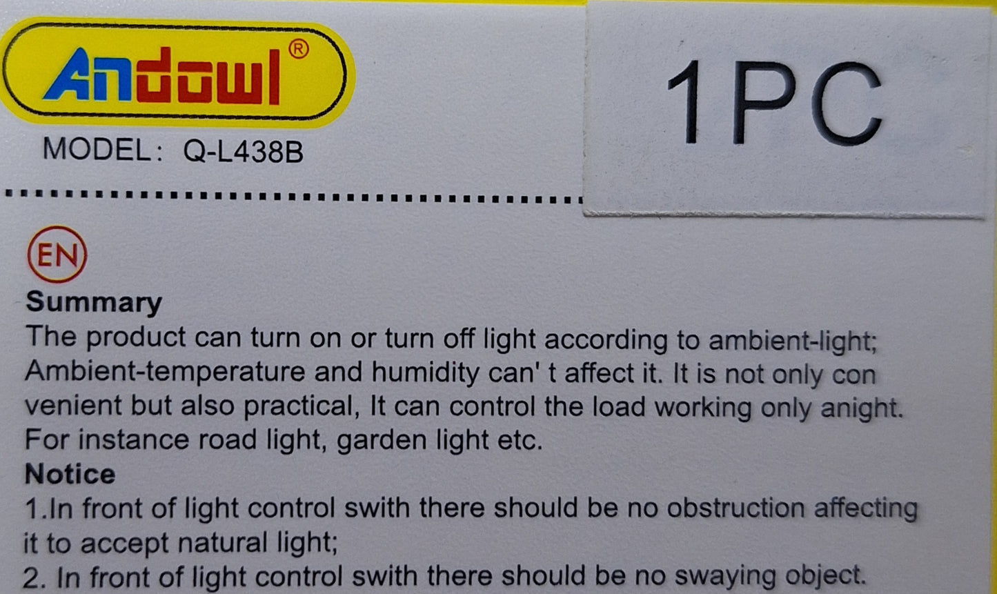 Andowl 24V Street/Road Auto Operated Control Switch - Little Tokyo SA