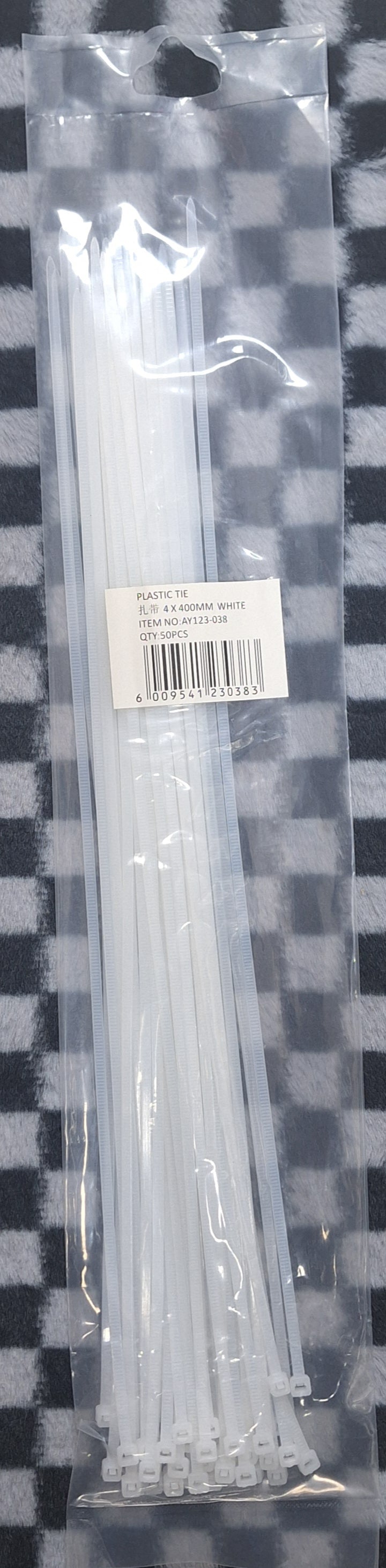 4x400mm White Cable Plastic Ties - 50pcs - Little Tokyo SA