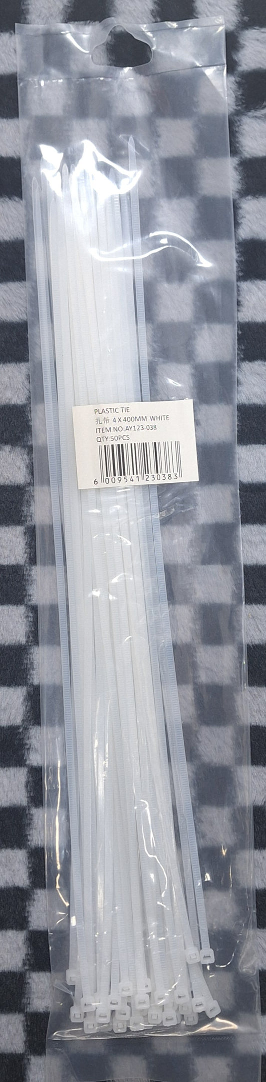 4x400mm White Cable Plastic Ties - 50pcs - Little Tokyo SA