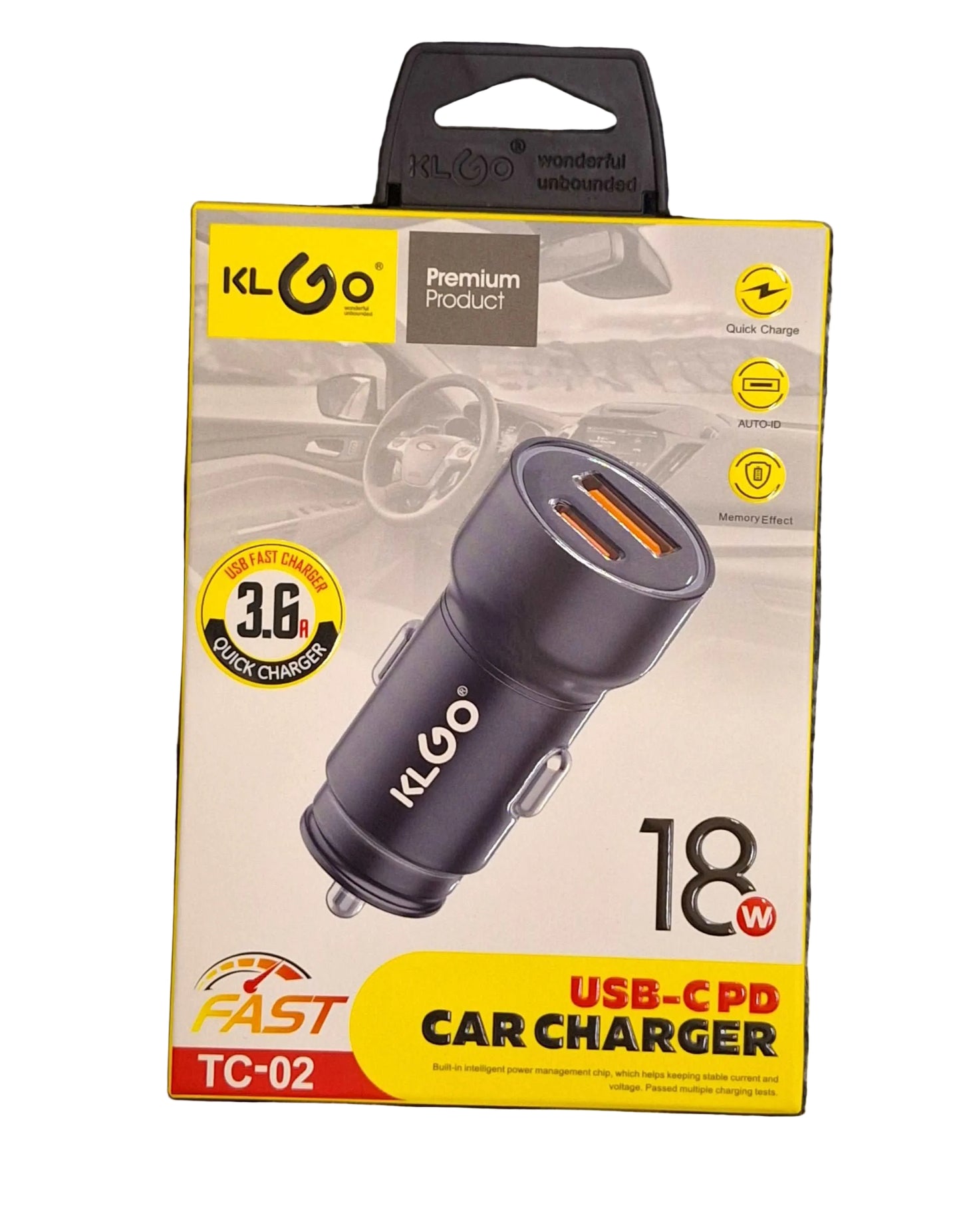 2 Port Car Charger - USB + Type C USB