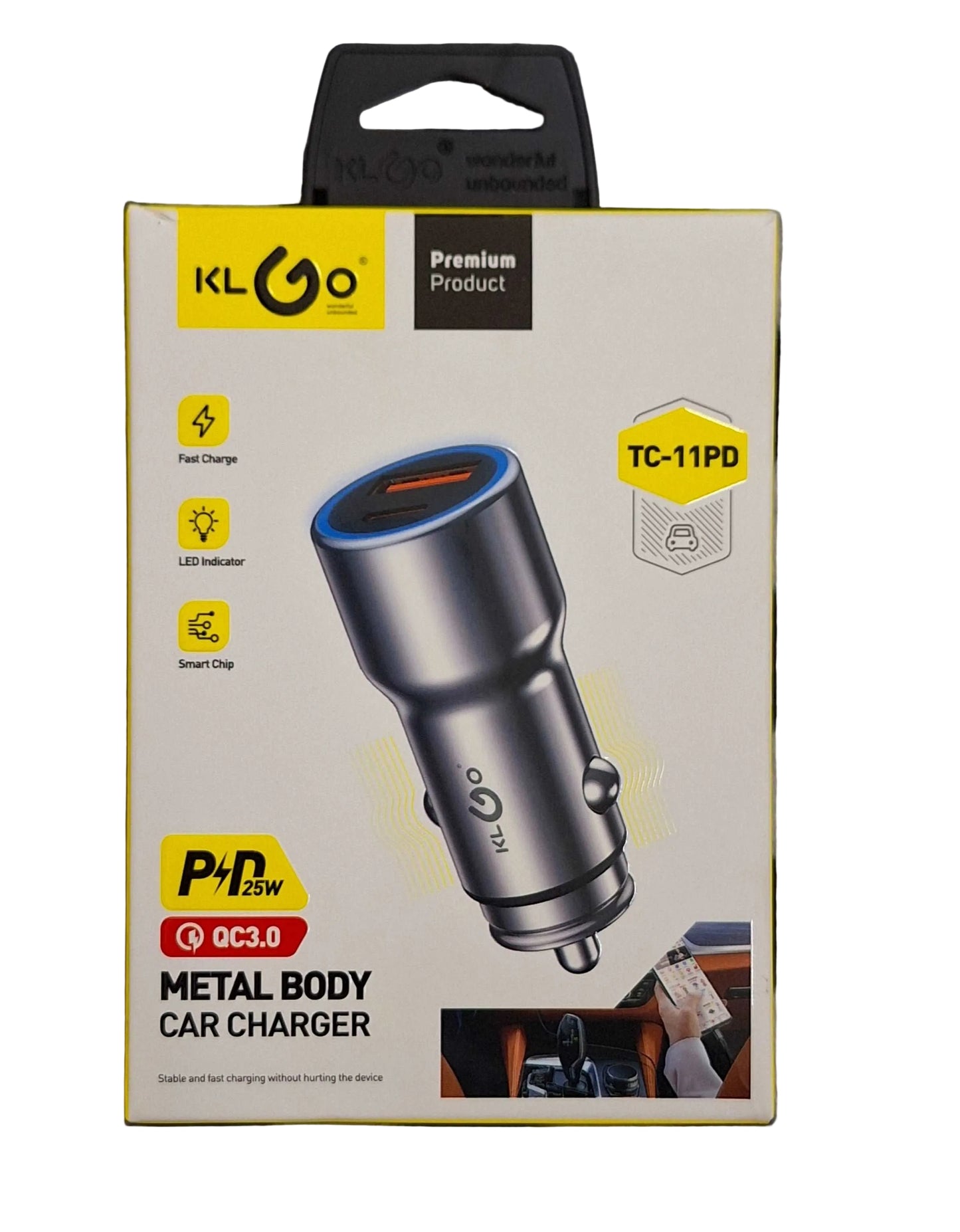 2 Port Car Charger USB + Type C USB - Metal Body