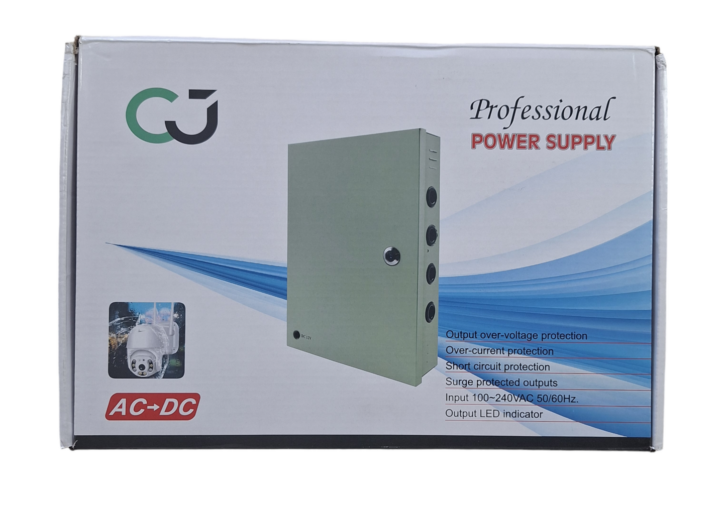 Little Tokyo SA CJ 12VDC switch mode CCTV power supply with multiple output ports for security camera systems.