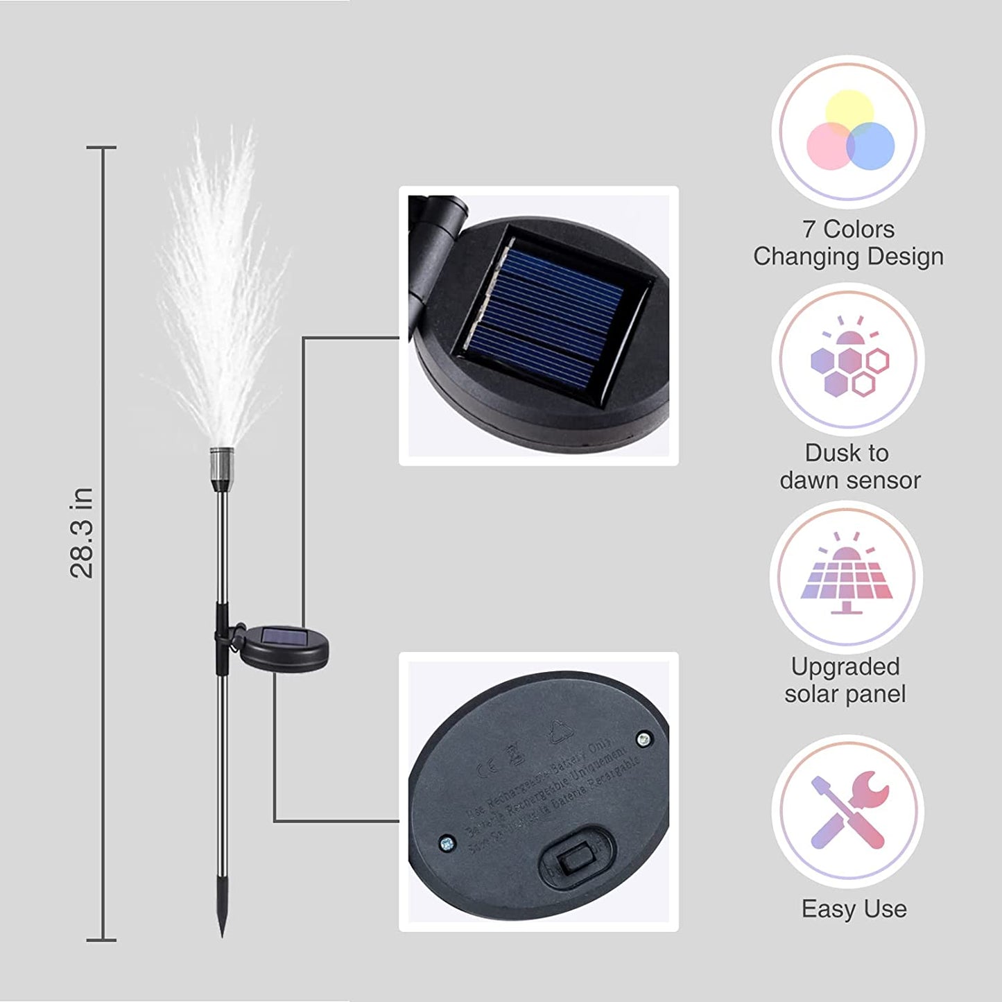 Colour Solar Powered Triple Layer Fiber Optic Lights - 2pcs Set for Outdoor Garden Decoration - Little Tokyo SA