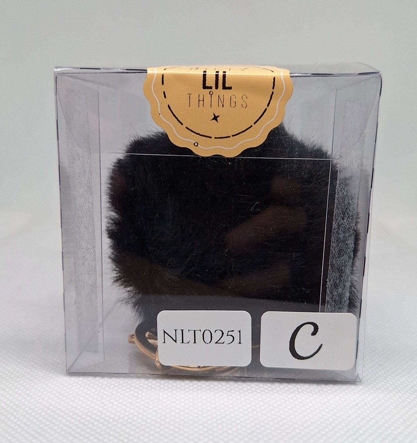 Custom Resin Letter Keychain With a Black Pom Pom - C - Little Tokyo SA
