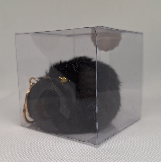 Custom Resin Letter Keychain With a Black Pom Pom - C - Little Tokyo SA