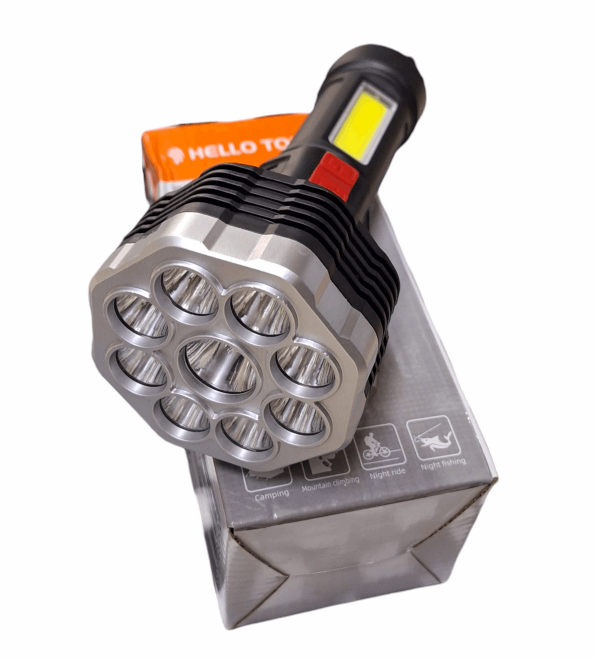 ET Hello Today LED emergency torch with compact design and bright light, ideal for outdoor and emergency use.