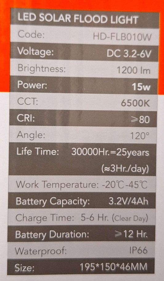 Hello Today Remote Controlled 15w Solar Outdoor Flood Light