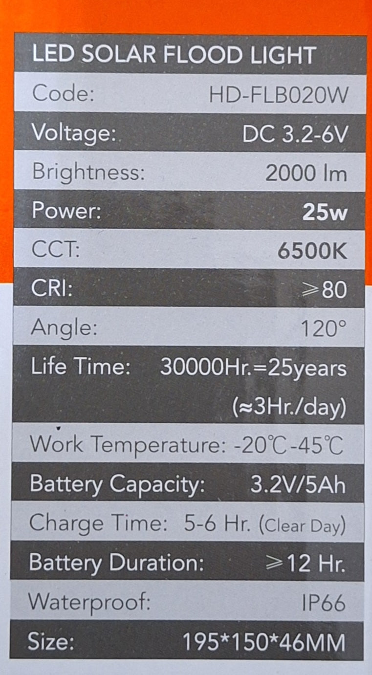 Hello Today Remote Controlled 25w Solar Outdoor Flood Light With Panel - Little Tokyo SA