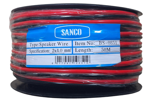 Red & Black Speaker Wire - 50m 2x4.0mm² - Little Tokyo SA