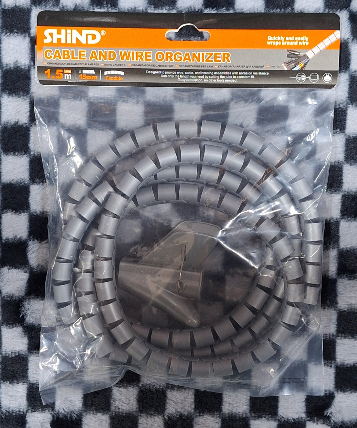 Shind Flexible Cable & Wire Organizer - 1.5m x 15mm (Grey) - Little Tokyo SA