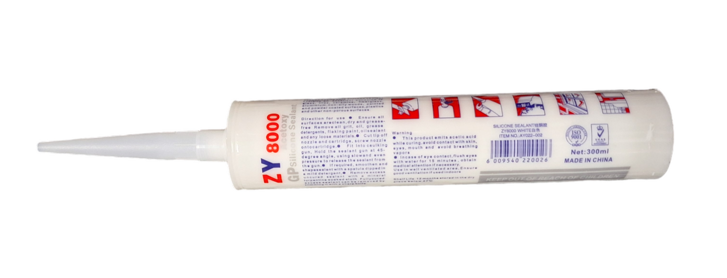 ZY8000 GP Acetoxy Silicone Sealant - White 300ml - Little Tokyo SA