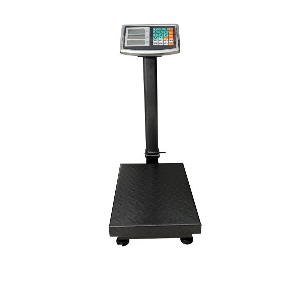 ET heavy-duty 150kg digital platform scale for industrial, commercial, and home use, showing the digital display and sturdy platform.