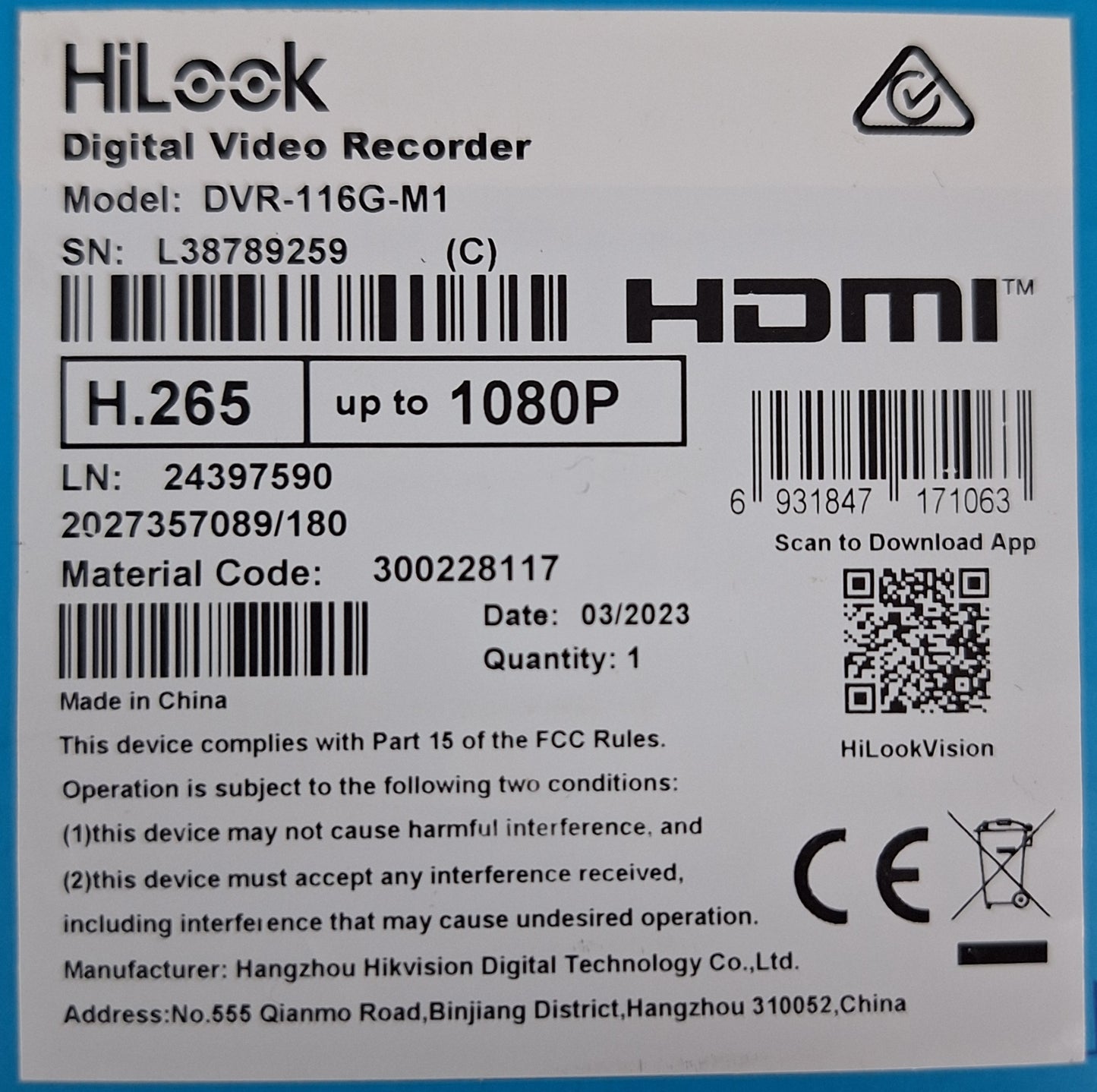 HiLook 16 Channel Turbo HD DRV - Little Tokyo SA