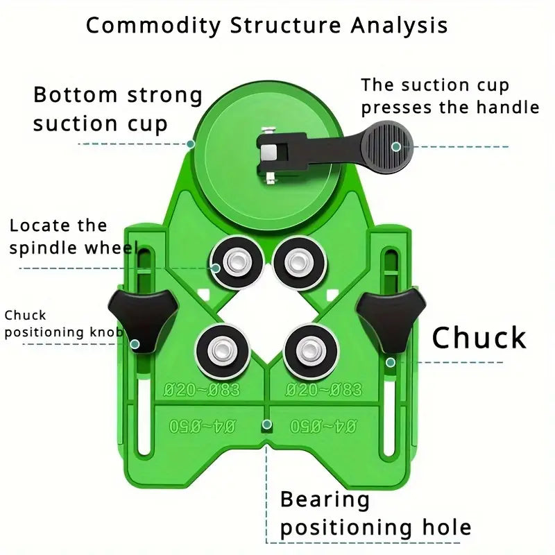 Temu Precision Ceramic & Glass Hole Locator showing a compact device with a ceramic tip for accurate drilling in glass and ceramic surfaces.