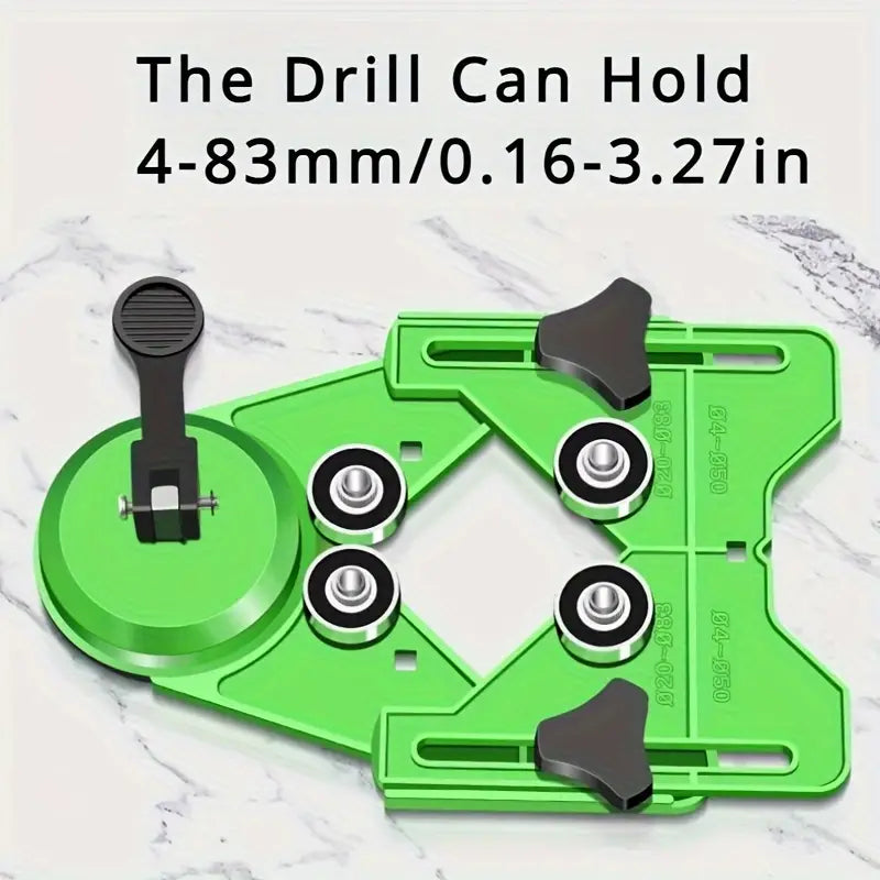 Temu Precision Ceramic & Glass Hole Locator showing a handheld device with a ceramic tip for precise hole marking on glass surfaces.