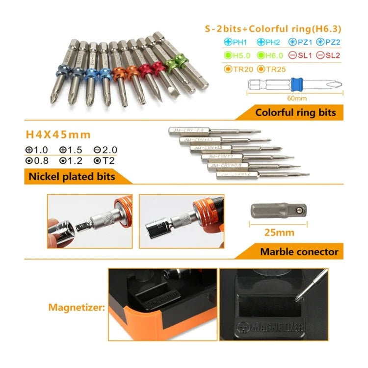 JM-6123 Colourful Ring Professional Repair Kit 31 In 1 - Little Tokyo SA