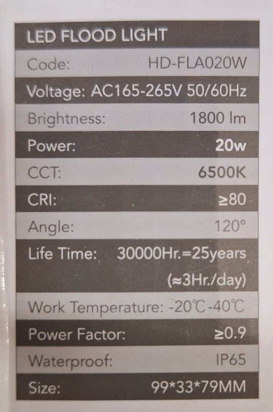 Hello Today Cool White 20 Watt LED Flood Light - Little Tokyo SA