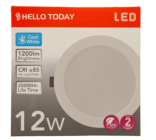 Hello Today LED Panel Light - 12 Watts Round Panel Cool White - Little Tokyo SA