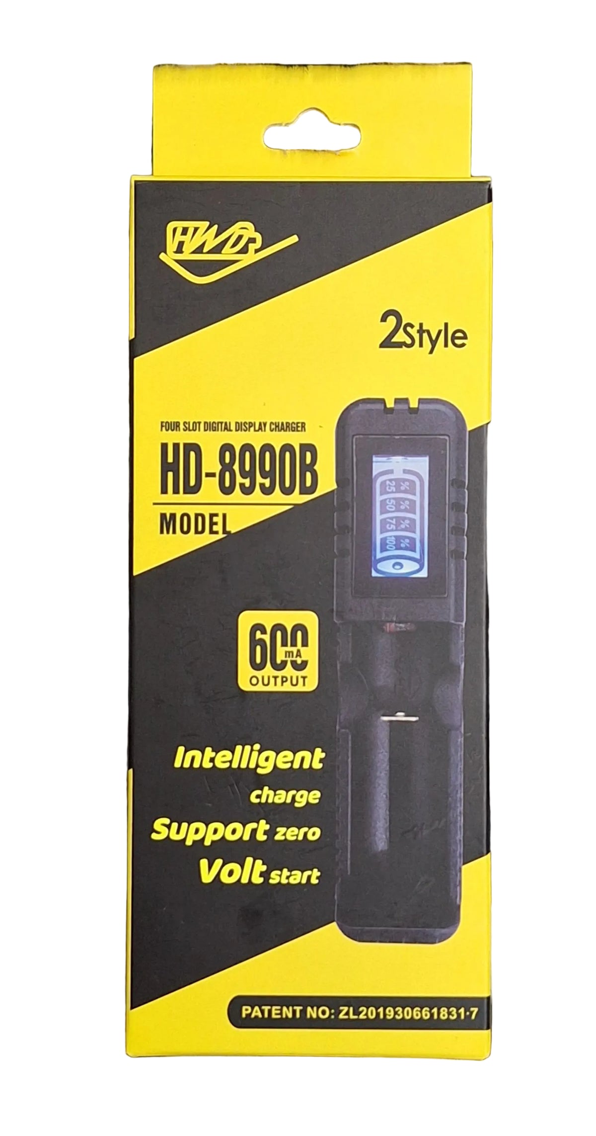 Little Tokyo SA LED screen lithium battery charger with 1 slot, outputs 4.2V and 600mA, compact and portable device.