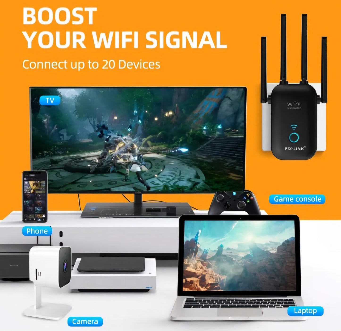 Pix-Link AC1200M Mini Wireless Wifi Router/Repeater/AP, 4 Antenna - Little Tokyo SA