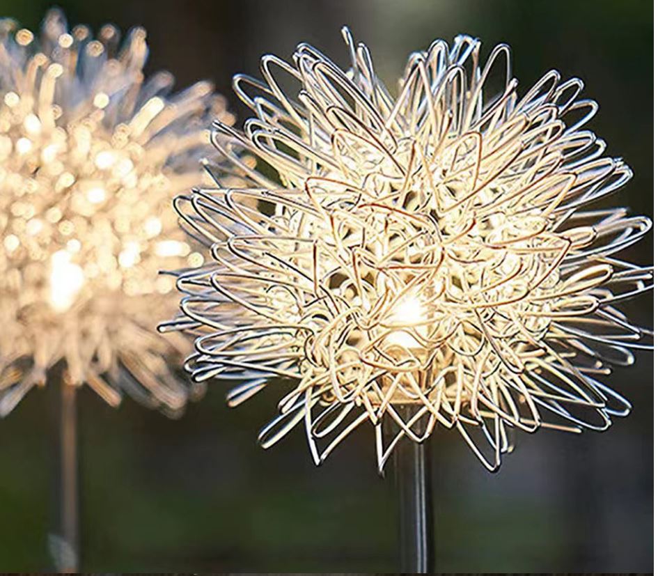 Solar Powered Aluminum Dandelion Lights, Warm White - 2 PCS Set for Garden & Outdoor Decor - Little Tokyo SA