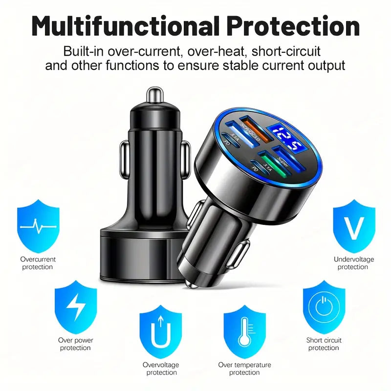 Ouyaaqii Car-mounted Mobile Phone Charger QC3.0 Fast Charging Dual PD Car Charger - Little Tokyo SA