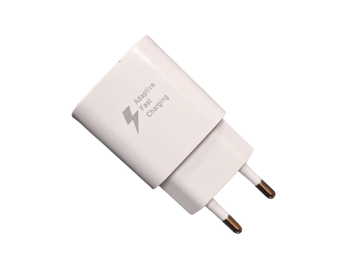Little Tokyo SA 5V 2Amp USB wall charger plugged into an outlet, compact power adapter with USB port for charging devices