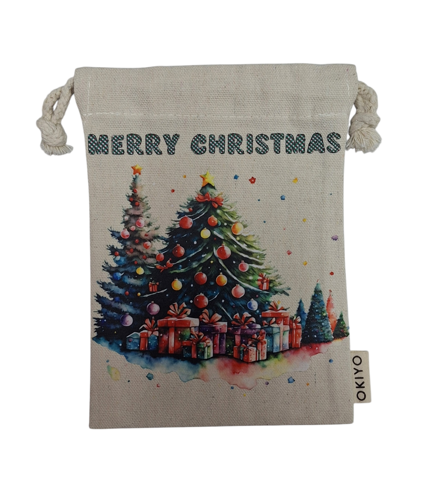 Christmas Cotton Unbleached Eco-Friendly Drawstring Bag - Little Tokyo SA