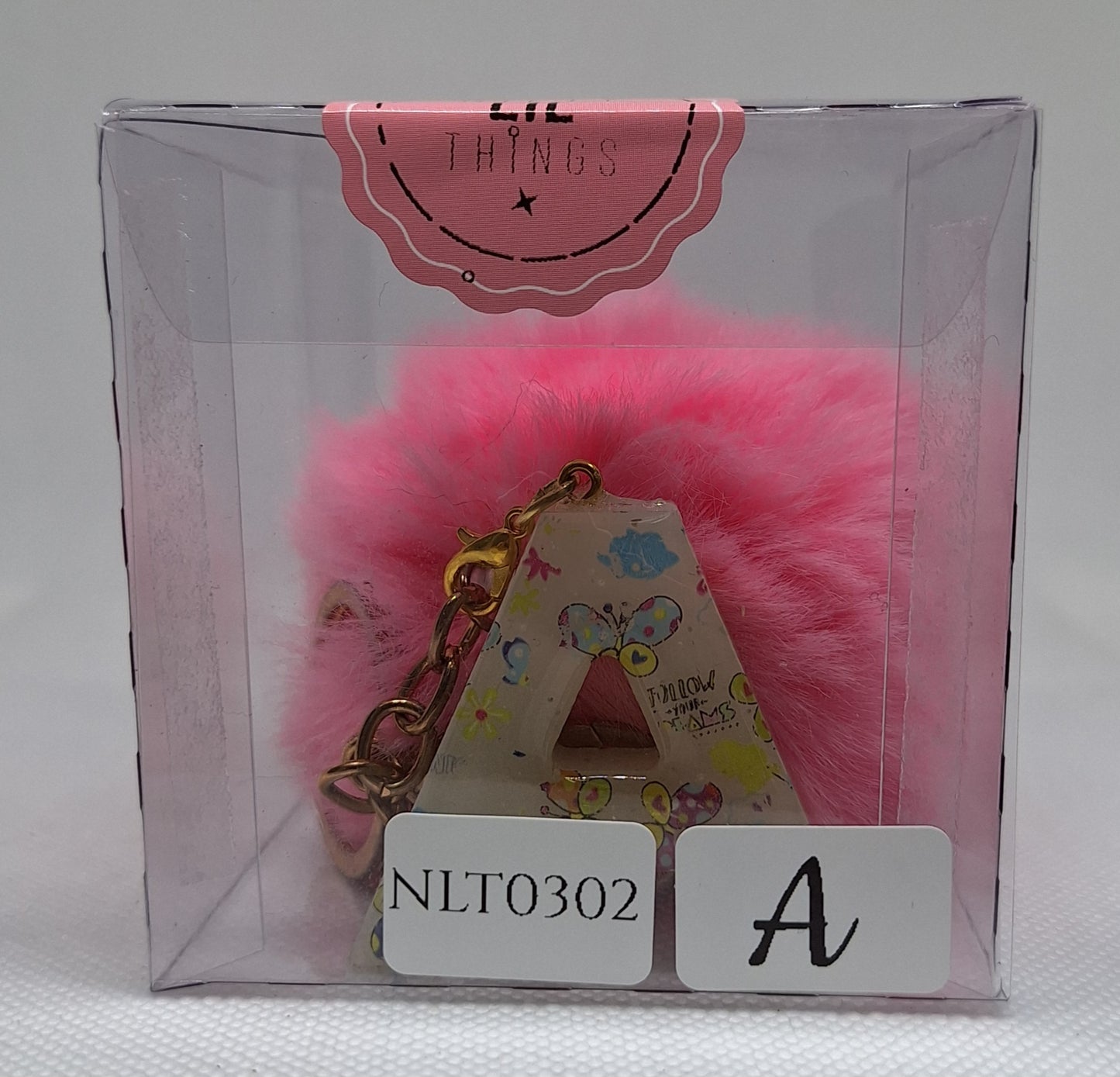 Custom Resin Letter Keychain With a Pink Pom Pom - A - Little Tokyo SA