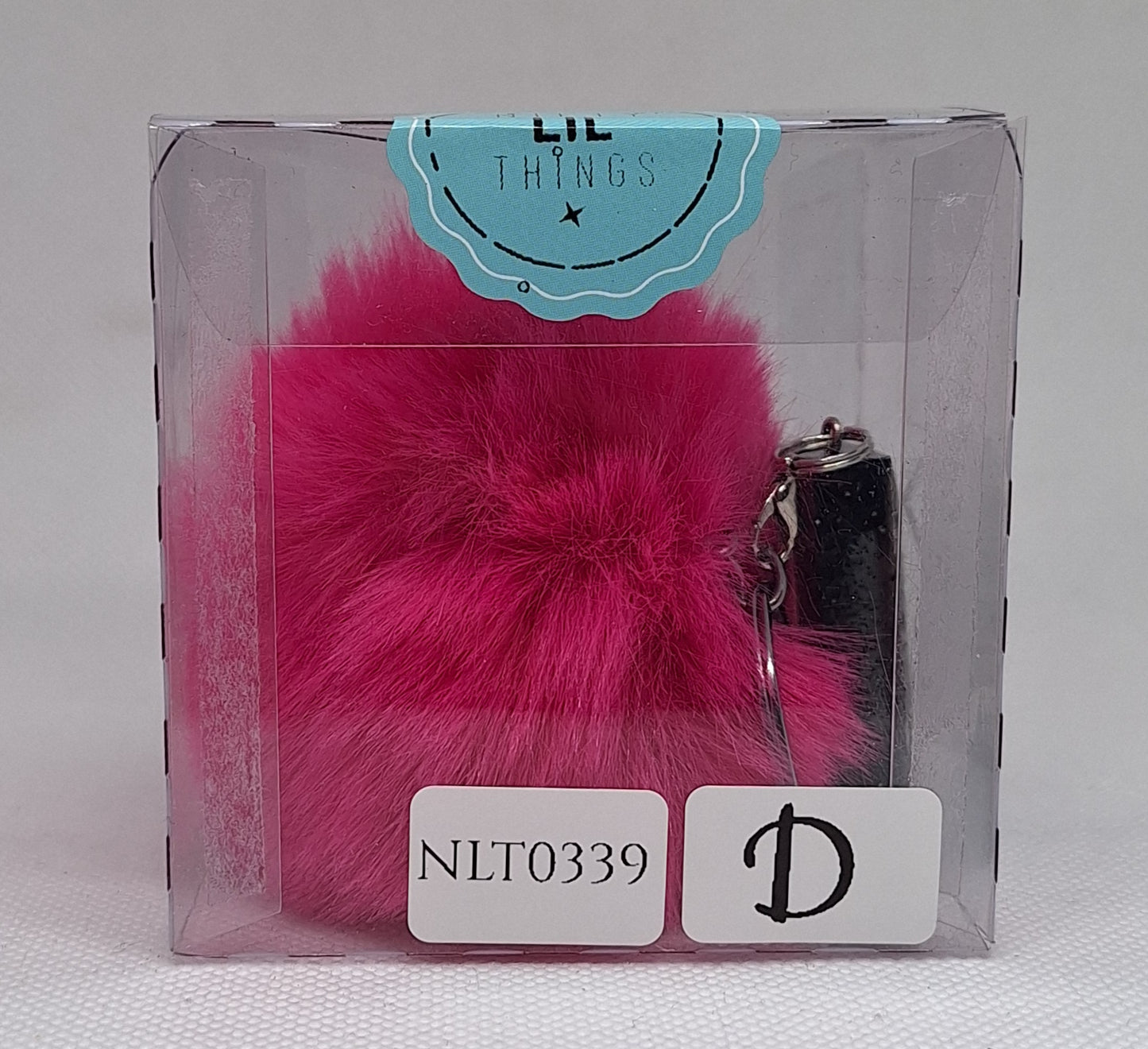 Custom Resin Letter Keychain With a Pink Pom Pom - D - Little Tokyo SA