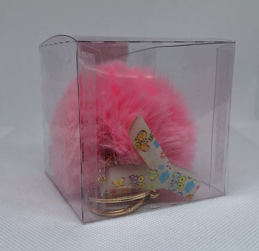 Custom Resin Letter Keychain With a Pink Pom Pom - Y - Little Tokyo SA