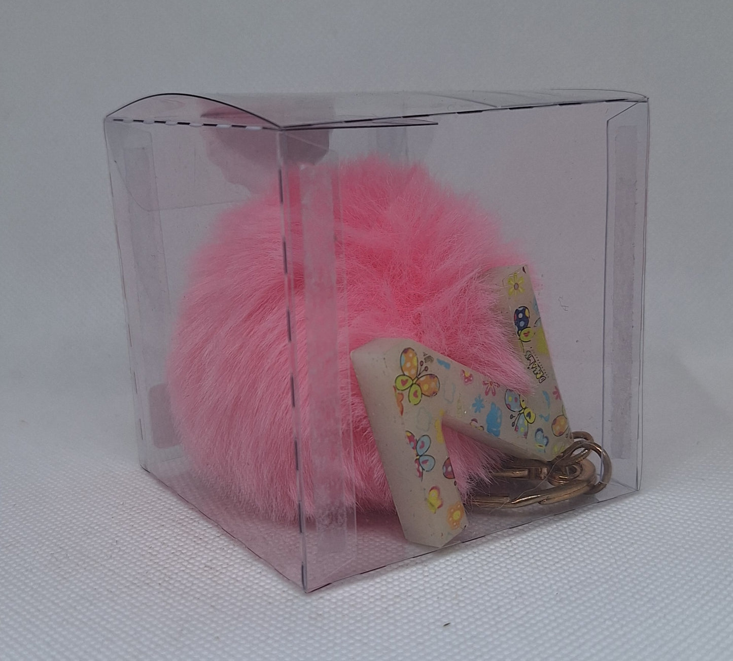 Custom Resin Letter Keychain With a Pink Pom Pom - Z - Little Tokyo SA